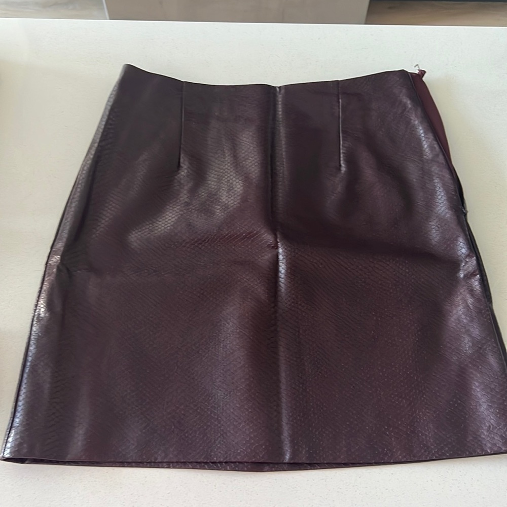 Deep red snakeskin mini skirt